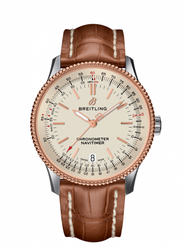 Breitling Navitimer 1 38 Automatic Stainless Steel / Red Gold / Silver / Croco / Pin U17325211G1P1 Breitling Navitimer 1 38 Automatic Stainless Steel / Red Gold / Silver / Croco / Pin U17325211G1P1