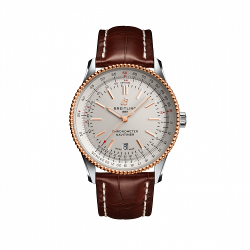 Breitling Navitimer Automatic 41 Automatic Stainless Steel / Rose Gold / Silver / Croco / Pin U17326211G1P1 Breitling Navitimer Automatic 41 Automatic Stainless Steel / Rose Gold / Silver / Croco / Pin U17326211G1P1