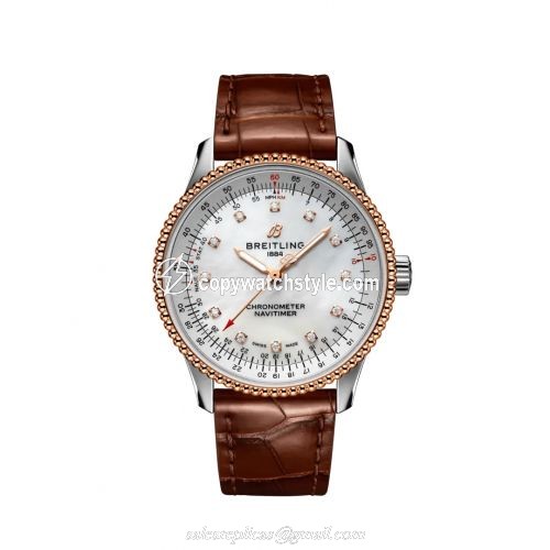 Breitling Navitimer 1 35 Automatic Stainless Steel / Red Gold / MOP / Croco / Folding U17395211A1P2 Breitling Navitimer 1 35 Automatic Stainless Steel / Red Gold / MOP / Croco / Folding U17395211A1P2