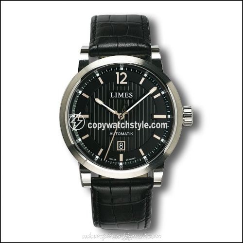Limes Chyros Automatic - Black / black leather strap (Croco) U6017-LA1.6 Limes Chyros Automatic - Black / black leather strap (Croco) U6017-LA1.6