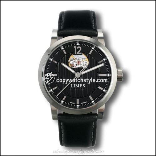 Limes Chyros Balancier Visible - Black / black leather strap U6017-LA2.3 Limes Chyros Balancier Visible - Black / black leather strap U6017-LA2.3