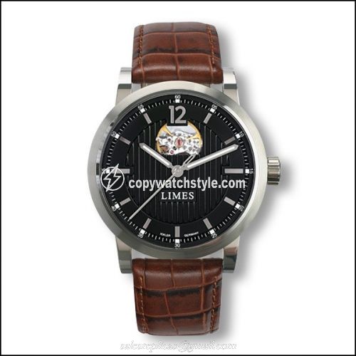 Limes Chyros Balancier Visible - Black / brown leather strap U6017-LA2.4 Limes Chyros Balancier Visible - Black / brown leather strap U6017-LA2.4