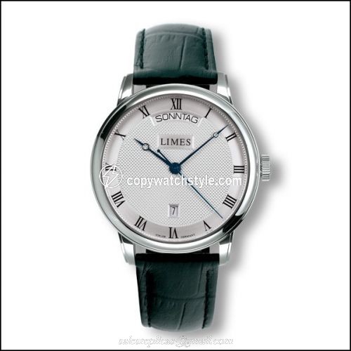 Limes Pharo DayDate - silvered - black leather strap U6282C-LA2.3 Limes Pharo DayDate - silvered - black leather strap U6282C-LA2.3