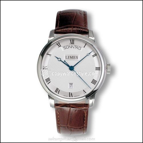 Limes Pharo DayDate - silvered / brown leather strap U6282C-LA2.4 Limes Pharo DayDate - silvered / brown leather strap U6282C-LA2.4