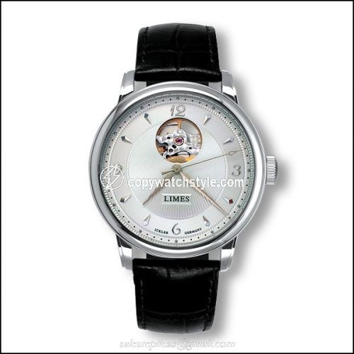 Limes Pharo Open Balance - Silvered / black leather strap U6282C-LA3.1 Limes Pharo Open Balance - Silvered / black leather strap U6282C-LA3.1
