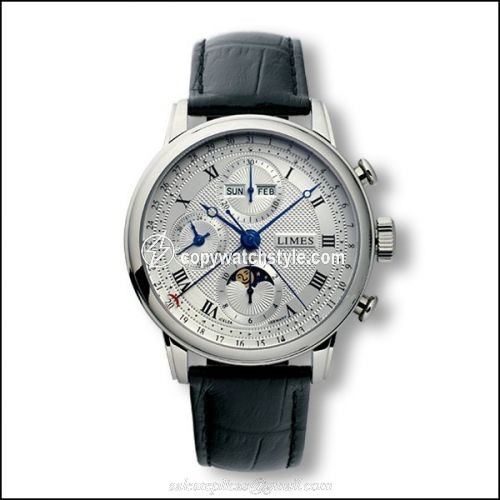 Limes Pharo Chrono - Silvered / roman / black leather strap U6282C-LC1.1 Limes Pharo Chrono - Silvered / roman / black leather strap U6282C-LC1.1