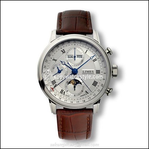 Limes Pharo Chrono - Silvered / roman / brown leather strap U6282C-LC1.2 Limes Pharo Chrono - Silvered / roman / brown leather strap U6282C-LC1.2