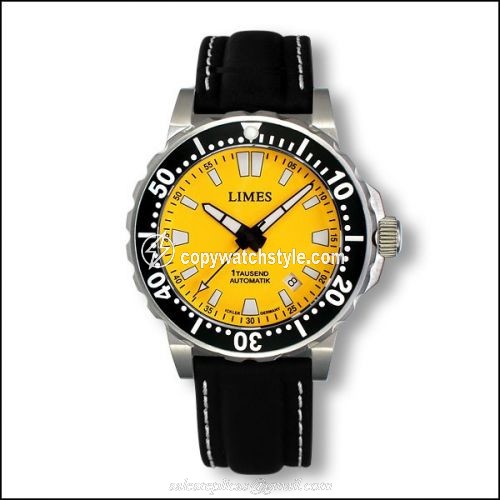 Limes 1Tausend Automatic Yellow - Leather strap U8787-LA2.5 Limes 1Tausend Automatic Yellow - Leather strap U8787-LA2.5