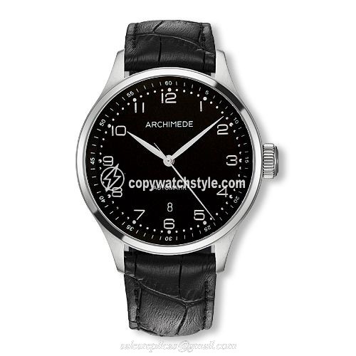 Archimede Klassik 42 Stainless Steel / Black / Black Leather UA7929-A2.1