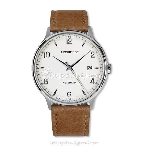 Archimede 1950-2 Stainless Steel / Silver / Brown Leather UA8068P-A1.3 Archimede 1950-2 Stainless Steel / Silver / Brown Leather UA8068P-A1.3