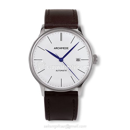 Archimede 1950-1 Stainless Steel / Silver / Brown Leather UA8069-A1.2 Archimede 1950-1 Stainless Steel / Silver / Brown Leather UA8069-A1.2