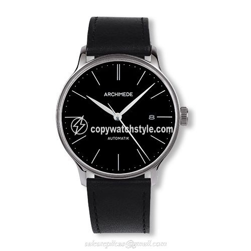 Archimede 1950-1 Stainless Steel / Black / Black Leather UA8069-A2.1 Archimede 1950-1 Stainless Steel / Black / Black Leather UA8069-A2.1