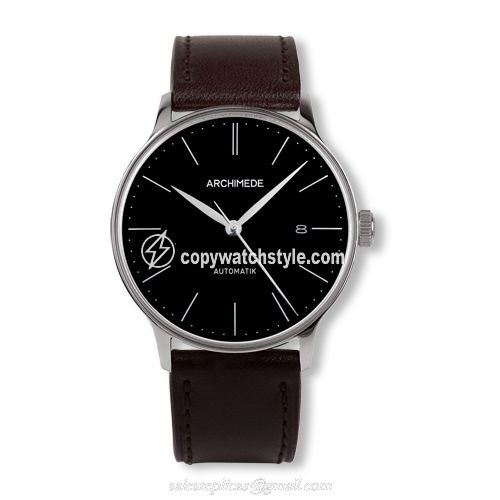 Archimede 1950-1 Stainless Steel / Black / Black Leather UA8069-A2.2 Archimede 1950-1 Stainless Steel / Black / Black Leather UA8069-A2.2