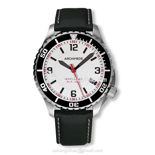Archimede SportTaucher Stainless Steel / White / Black Leather UA8974-TS-A3.5
