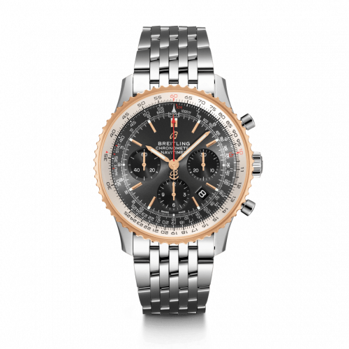 Breitling Navitimer 1 B01 Chronograph 43 Stainless Steel / Red Gold / Grey / Croco / Pin UB0121211F1A1 Breitling Navitimer 1 B01 Chronograph 43 Stainless Steel / Red Gold / Grey / Croco / Pin UB0121211F1A1
