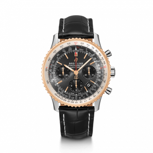 Breitling Navitimer 1 B01 Chronograph 43 Stainless Steel / Red Gold / Grey / Croco / Folding UB0121211F1P2 Breitling Navitimer 1 B01 Chronograph 43 Stainless Steel / Red Gold / Grey / Croco / Folding UB0121211F1P2