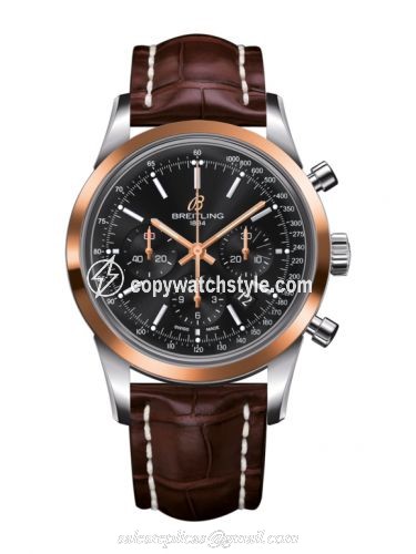 Breitling Transocean Chronograph Stainless Steel Red Gold / Black / Croco UB015212.BC74.739P Breitling Transocean Chronograph Stainless Steel Red Gold / Black / Croco UB015212.BC74.739P