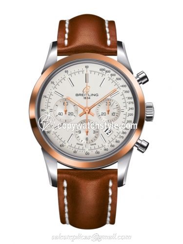 Breitling Transocean Chronograph Stainless Steel Red Gold / Silver / Calf UB015212.G777.433X Breitling Transocean Chronograph Stainless Steel Red Gold / Silver / Calf UB015212.G777.433X