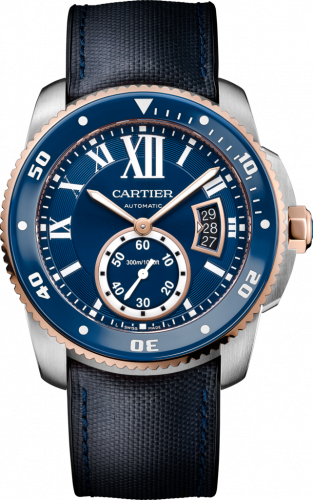 Cartier Calibre de Cartier Diver Stainless Steel / Pink Gold / Blue / Rubber W2CA0008 Cartier Calibre de Cartier Diver Stainless Steel / Pink Gold / Blue / Rubber W2CA0008