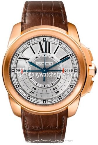 Cartier Calibre de Cartier Central Chronograph Pink Gold / Silver W7100004 Cartier Calibre de Cartier Central Chronograph Pink Gold / Silver W7100004