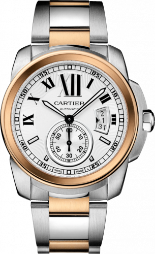 Cartier Calibre de Cartier 42 Stainless Steel / Pink Gold / Silver / Bracelet W7100036 Cartier Calibre de Cartier 42 Stainless Steel / Pink Gold / Silver / Bracelet W7100036