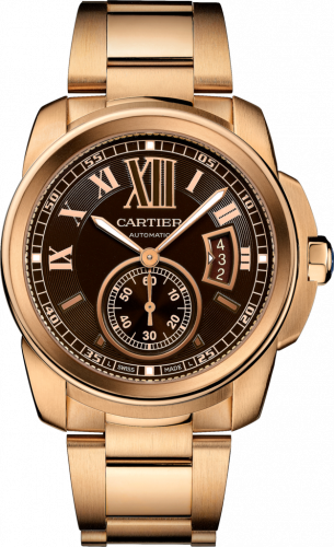 Cartier Calibre de Cartier 42 Pink Gold / Chocolate / Bracelet W7100040 Cartier Calibre de Cartier 42 Pink Gold / Chocolate / Bracelet W7100040
