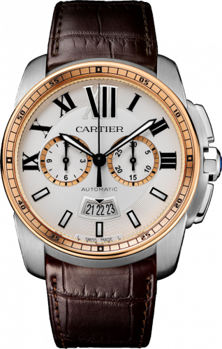 Cartier Calibre de Cartier Chronograph Stainless Steel / Pink Gold / Silver W7100043 Cartier Calibre de Cartier Chronograph Stainless Steel / Pink Gold / Silver W7100043