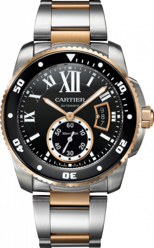 Cartier Calibre de Cartier Diver Stainless Steel / Pink Gold / Black / Bracelet W7100054 Cartier Calibre de Cartier Diver Stainless Steel / Pink Gold / Black / Bracelet W7100054