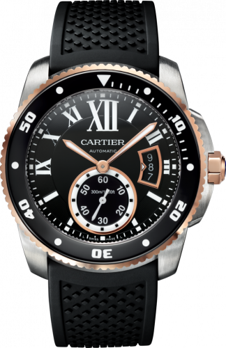 Cartier Calibre de Cartier Diver Stainless Steel / Pink Gold / Black / Rubber W7100055 Cartier Calibre de Cartier Diver Stainless Steel / Pink Gold / Black / Rubber W7100055