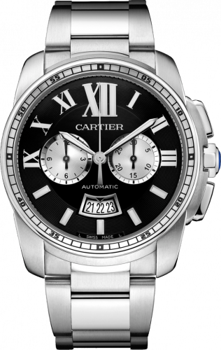 Cartier Calibre de Cartier Chronograph Stainless Steel / Black / Bracelet W7100061 Cartier Calibre de Cartier Chronograph Stainless Steel / Black / Bracelet W7100061