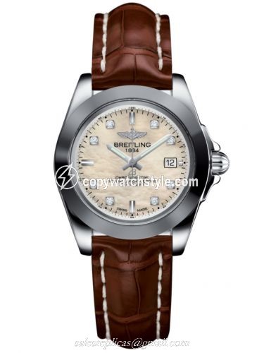 Breitling Galactic 32 Sleek Edition Stainless Steel / Pearl Diamond / Croco W7133012/A801/778P/A14BA.1 Breitling Galactic 32 Sleek Edition Stainless Steel / Pearl Diamond / Croco W7133012/A801/778P/A14BA.1