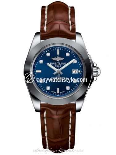 Breitling Galactic 32 Sleek Edition Stainless Steel / Horizon Blue Diamond / Croco W7133012/C966/778P/A14BA.1 Breitling Galactic 32 Sleek Edition Stainless Steel / Horizon Blue Diamond / Croco W7133012/C966/778P/A14BA.1