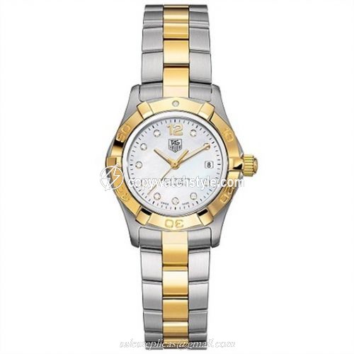 TAG Heuer Aquaracer 300M Quartz 27 Stainless Steel / Yellow Gold / MOP - Diamond / Bracelet WAF1425.BB0814
