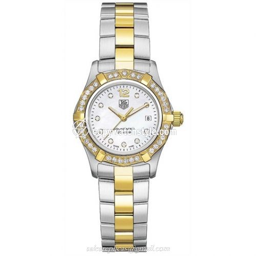 TAG Heuer Aquaracer 300M Quartz 27 Stainless Steel / Yellow Gold / MOP - Diamond / Bracelet WAF1450.BB0825