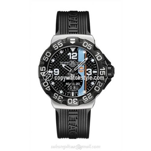 TAG Heuer Formula 1 Big Date 44 Stainless Steel / Gulf / Rubber WAH1013.FT6026 TAG Heuer Formula 1 Big Date 44 Stainless Steel / Gulf / Rubber WAH1013.FT6026