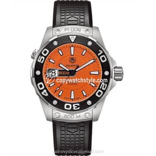 TAG Heuer Aquaracer 500M Quartz 43 Stainless Steel / Orange / Rubber WAJ1113.FT6015 TAG Heuer Aquaracer 500M Quartz 43 Stainless Steel / Orange / Rubber WAJ1113.FT6015