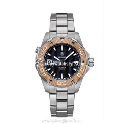TAG Heuer Aquaracer 500M Calibre 5 43 Stainless Steel / Rose Gold / Black / Bracelet WAJ2150.BA0870 TAG Heuer Aquaracer 500M Calibre 5 43 Stainless Steel / Rose Gold / Black / Bracelet WAJ2150.BA0870