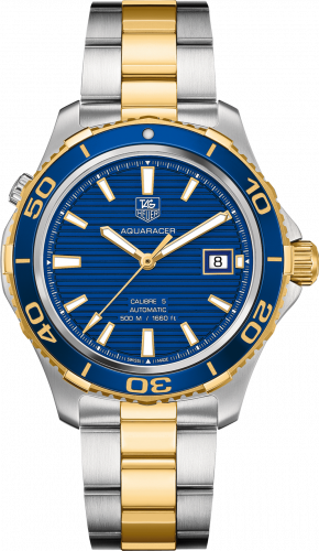 TAG Heuer Aquaracer 500M Calibre 5 41 Stainless Steel / Yellow Gold / Blue / Bracelet WAK2120.BB0835 TAG Heuer Aquaracer 500M Calibre 5 41 Stainless Steel / Yellow Gold / Blue / Bracelet WAK2120.BB0835