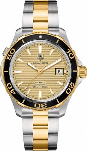 TAG Heuer Aquaracer 500M Calibre 5 41 Stainless Steel / Yellow Gold / Champagne / Bracelet WAK2121.BB0835 TAG Heuer Aquaracer 500M Calibre 5 41 Stainless Steel / Yellow Gold / Champagne / Bracelet WAK2121.BB0835