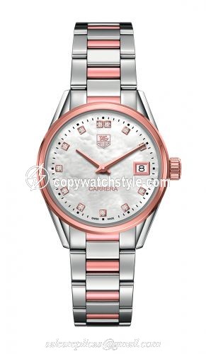 TAG Heuer Carrera Lady Quartz 32 Stainless Steel / Rose Gold / MOP - Diamond / Bracelet WAR1352.BD0774 TAG Heuer Carrera Lady Quartz 32 Stainless Steel / Rose Gold / MOP - Diamond / Bracelet WAR1352.BD0774