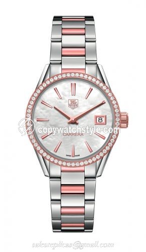 TAG Heuer Carrera Lady Quartz 32 Stainless Steel / Rose Gold / Diamond / MOP / Bracelet WAR1353.BD0774