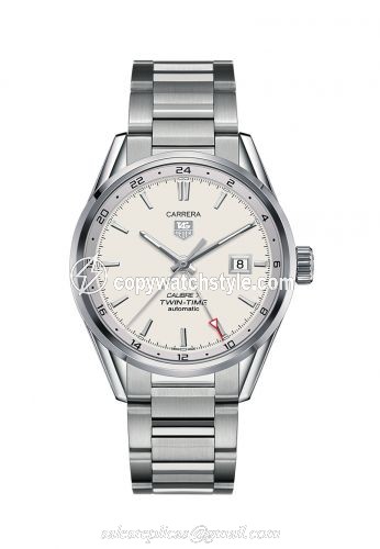 TAG Heuer Calibre 7 Twin Time Stainless Steel / Silver / Bracelet WAR2011.BA0723 TAG Heuer Calibre 7 Twin Time Stainless Steel / Silver / Bracelet WAR2011.BA0723