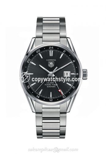 TAG Heuer Calibre 7 Twin Time Stainless Steel / Grey / Bracelet WAR2012.BA0723 TAG Heuer Calibre 7 Twin Time Stainless Steel / Grey / Bracelet WAR2012.BA0723