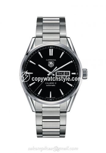 TAG Heuer Carrera Calibre 5 Day Date Stainless Steel / Black / Bracelet WAR201A.BA0723 TAG Heuer Carrera Calibre 5 Day Date Stainless Steel / Black / Bracelet WAR201A.BA0723