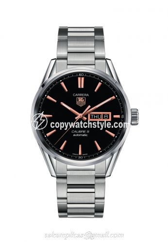 TAG Heuer Carrera Calibre 5 Day Date Stainless Steel / Black / Bracelet WAR201C.BA0723 TAG Heuer Carrera Calibre 5 Day Date Stainless Steel / Black / Bracelet WAR201C.BA0723