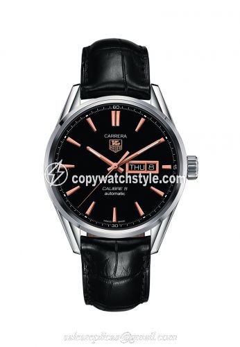 TAG Heuer Carrera Calibre 5 Day Date Stainless Steel / Black / Alligator WAR201C.FC6266 TAG Heuer Carrera Calibre 5 Day Date Stainless Steel / Black / Alligator WAR201C.FC6266