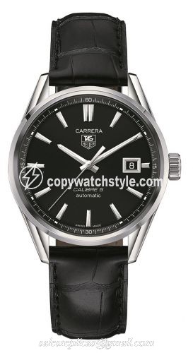 TAG Heuer Carrera Calibre 5 39 Stainless Steel / Black / Alligator WAR211A.FC6180 TAG Heuer Carrera Calibre 5 39 Stainless Steel / Black / Alligator WAR211A.FC6180