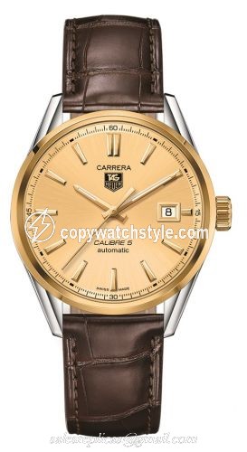 TAG Heuer Carrera Calibre 5 39 Stainless Steel / Yellow Gold / Champagne / Alligator WAR215A.FC6181 TAG Heuer Carrera Calibre 5 39 Stainless Steel / Yellow Gold / Champagne / Alligator WAR215A.FC6181