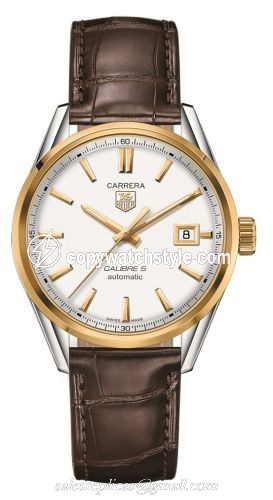TAG Heuer Carrera Calibre 5 39 Stainless Steel / Yellow Gold / Silver / Alligator WAR215B.FC6181 TAG Heuer Carrera Calibre 5 39 Stainless Steel / Yellow Gold / Silver / Alligator WAR215B.FC6181