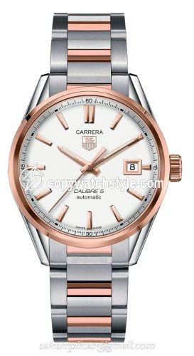 TAG Heuer Carrera Calibre 5 39 Stainless Steel / Rose Gold / Silver / Bracelet WAR215D.BD0784 TAG Heuer Carrera Calibre 5 39 Stainless Steel / Rose Gold / Silver / Bracelet WAR215D.BD0784